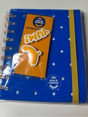 New Kraft Mac & Cheese Blue Polka Dot Notebook with Yellow Elastic
